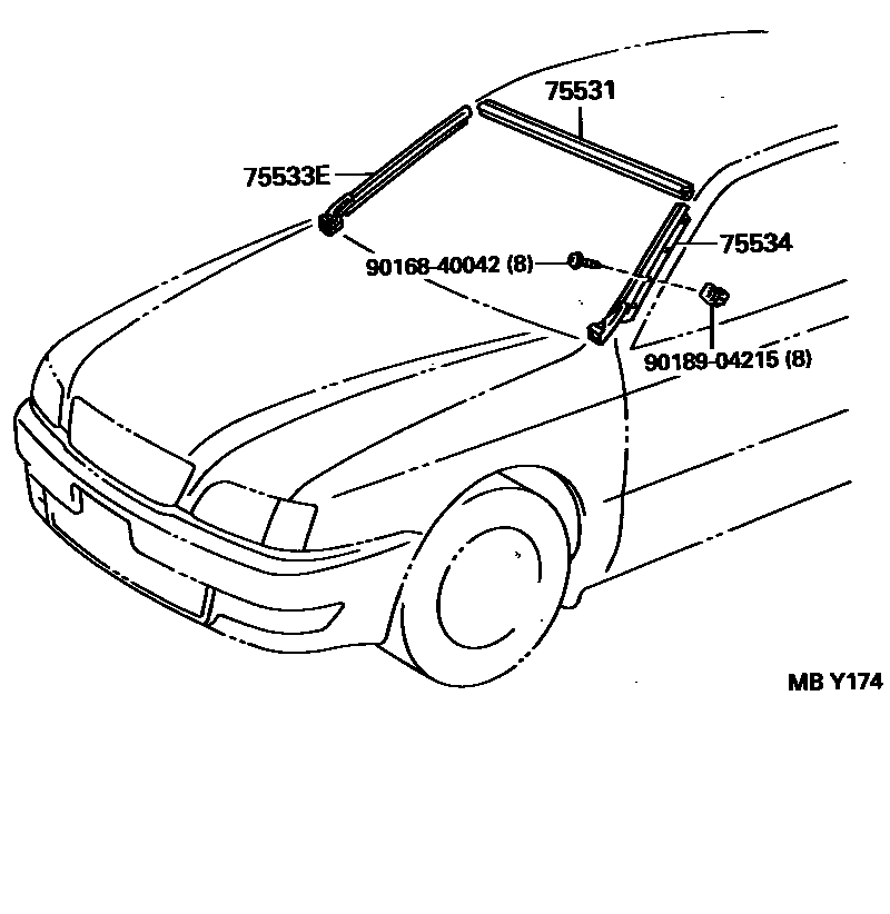 Toyota CAMRY 前防护条 EPC diagram — MBY174