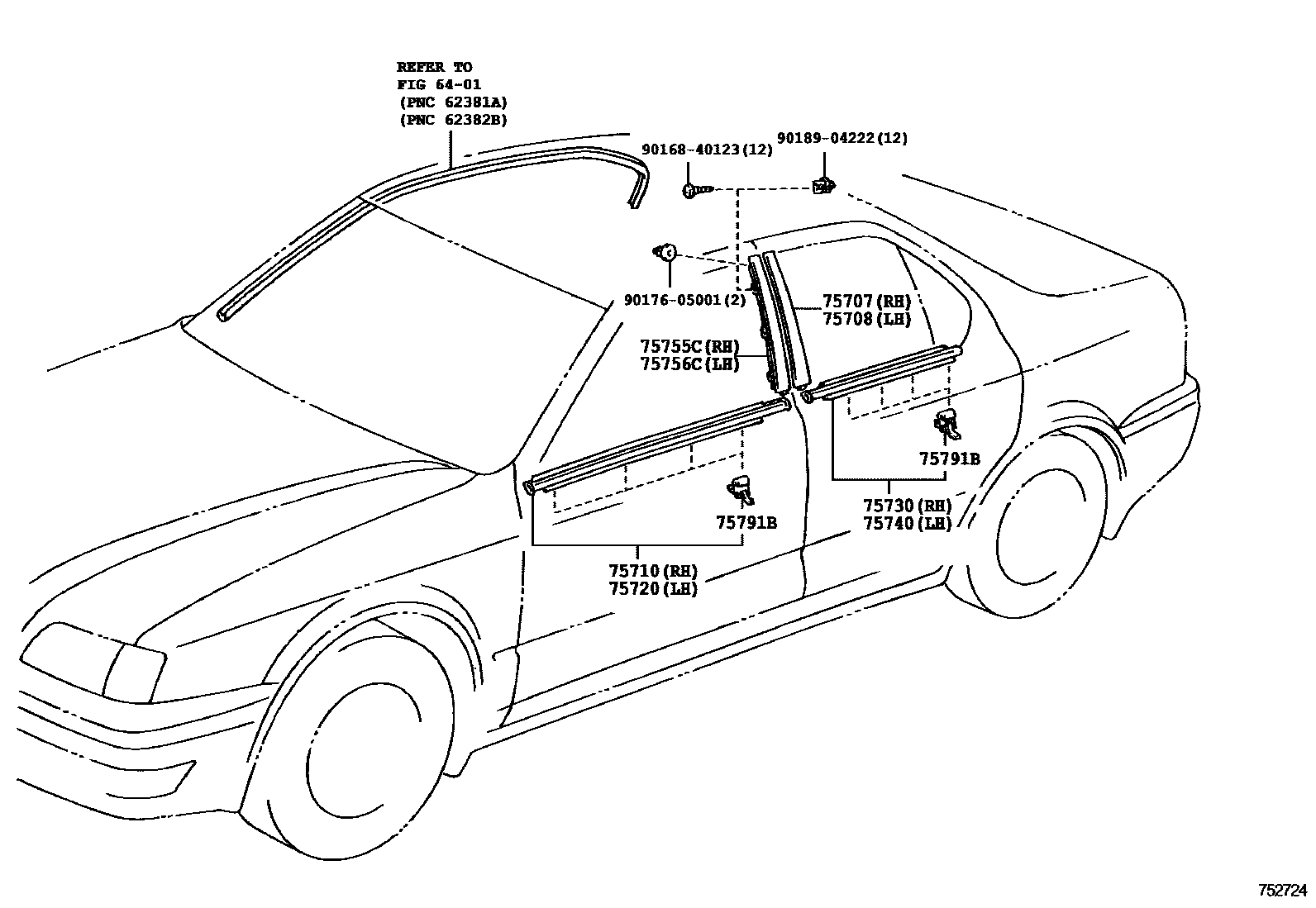 Toyota CAMRY 侧防护条 EPC diagram — 752724