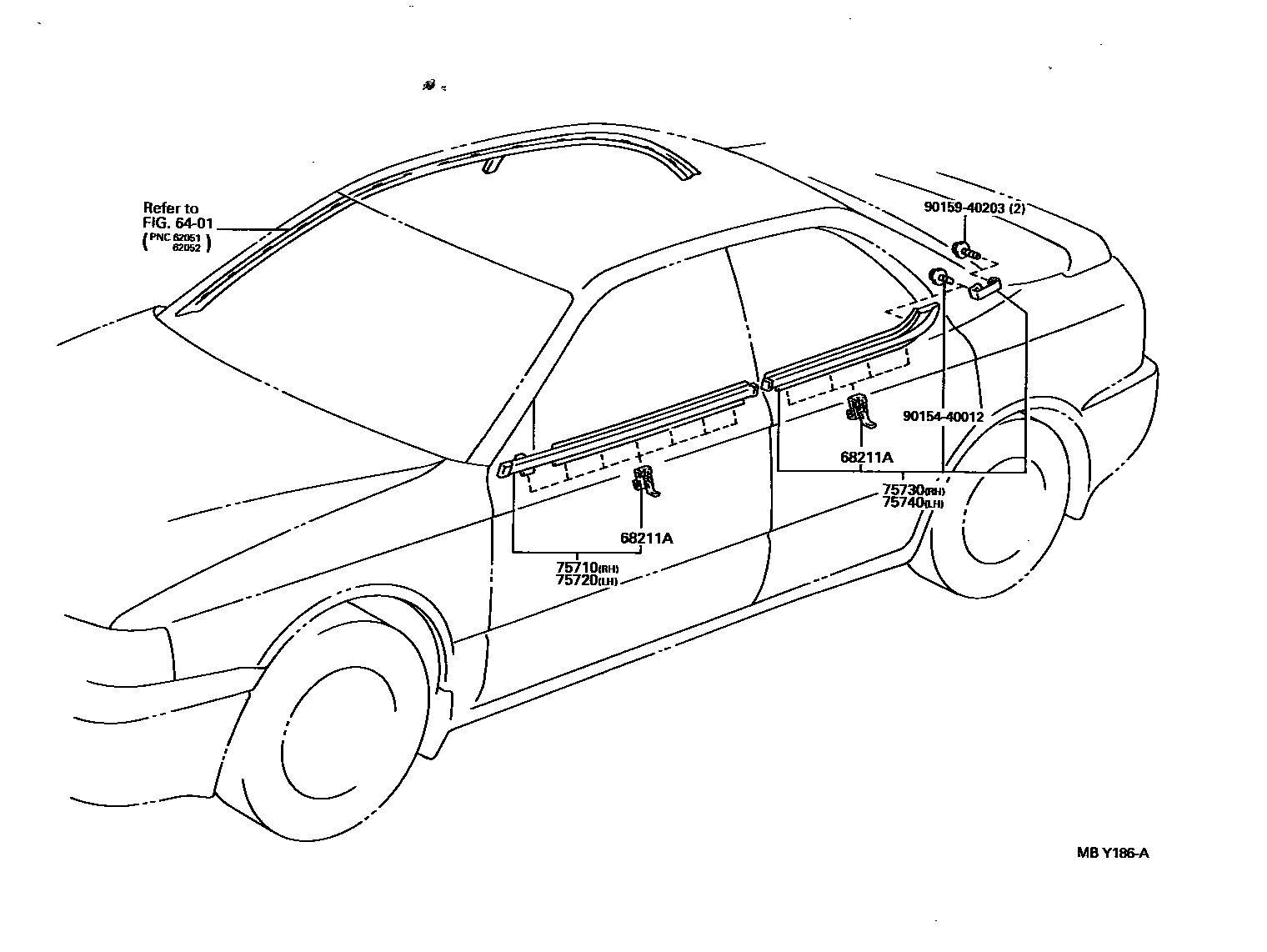 Toyota CAMRY 侧防护条 EPC diagram — MBY186A