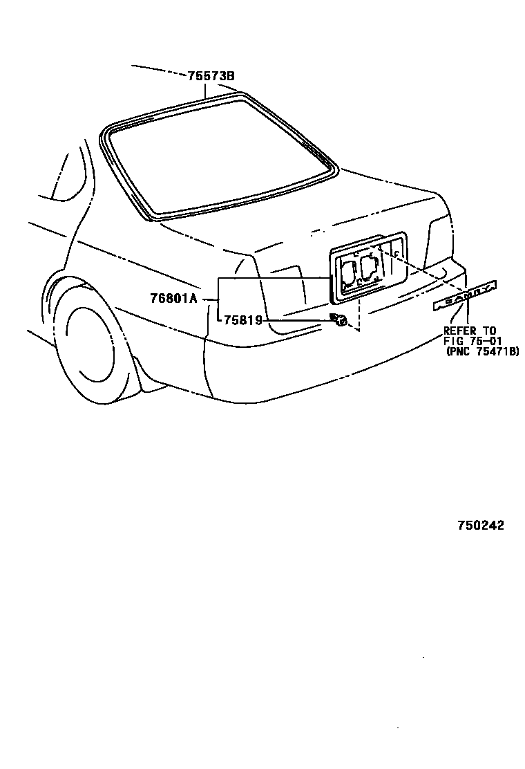 Toyota CAMRY 后防护条 EPC diagram — 750242