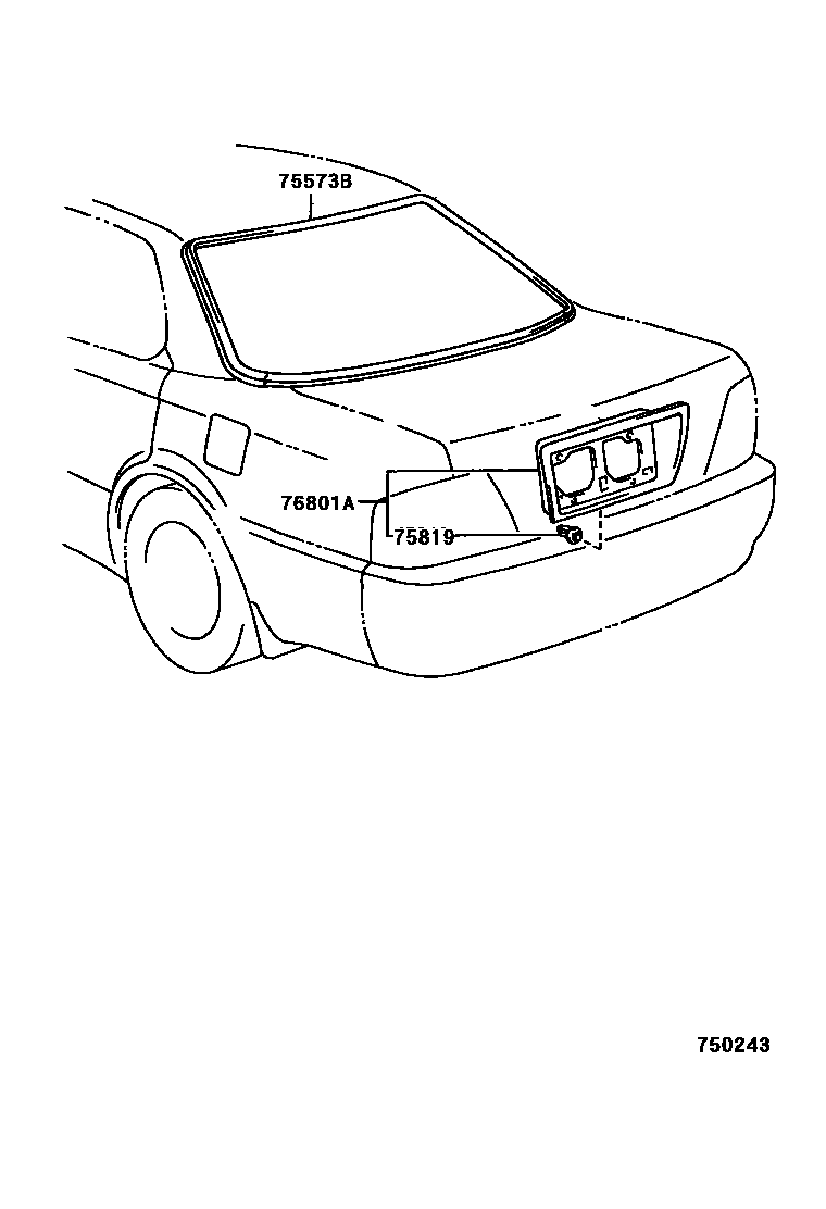 Toyota CAMRY 后防护条 EPC diagram — 750243