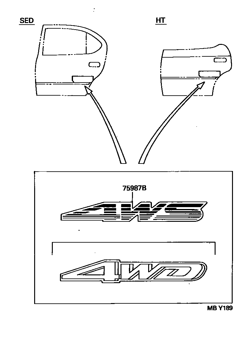 Toyota CAMRY 车身镶条 EPC diagram — MBY189