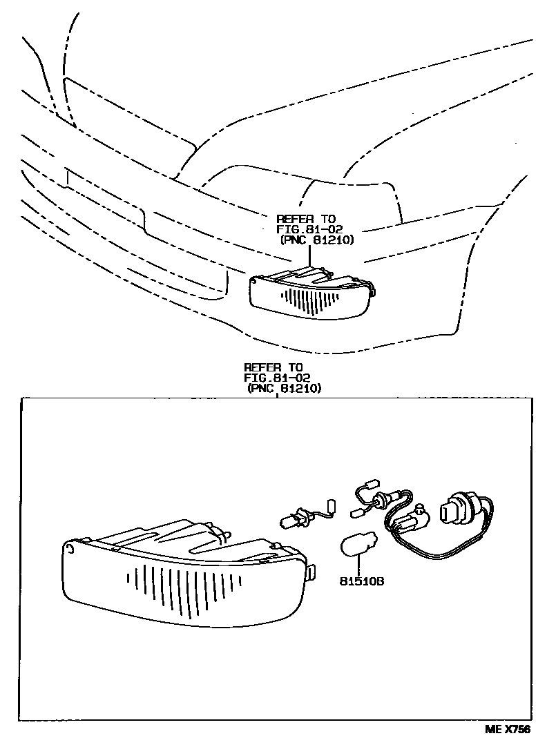 Toyota CAMRY 前转向灯 EPC diagram — MEX756