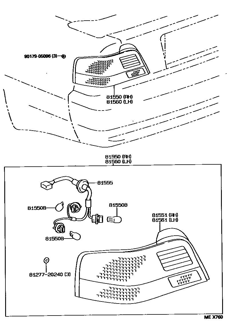 Toyota CAMRY 后组合灯 EPC diagram — MEX760