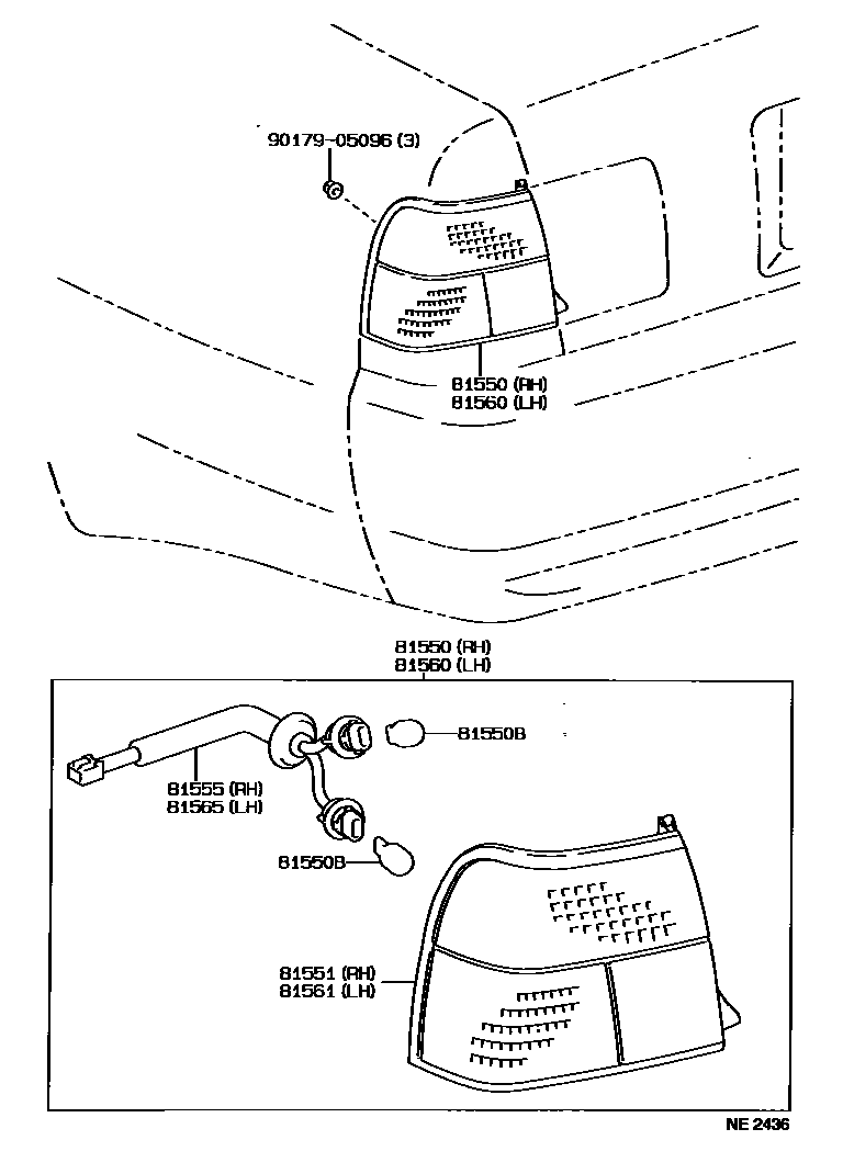 Toyota CAMRY 后组合灯 EPC diagram — NE2436