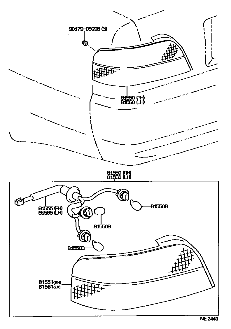 Toyota CAMRY 后组合灯 EPC diagram — NE2449