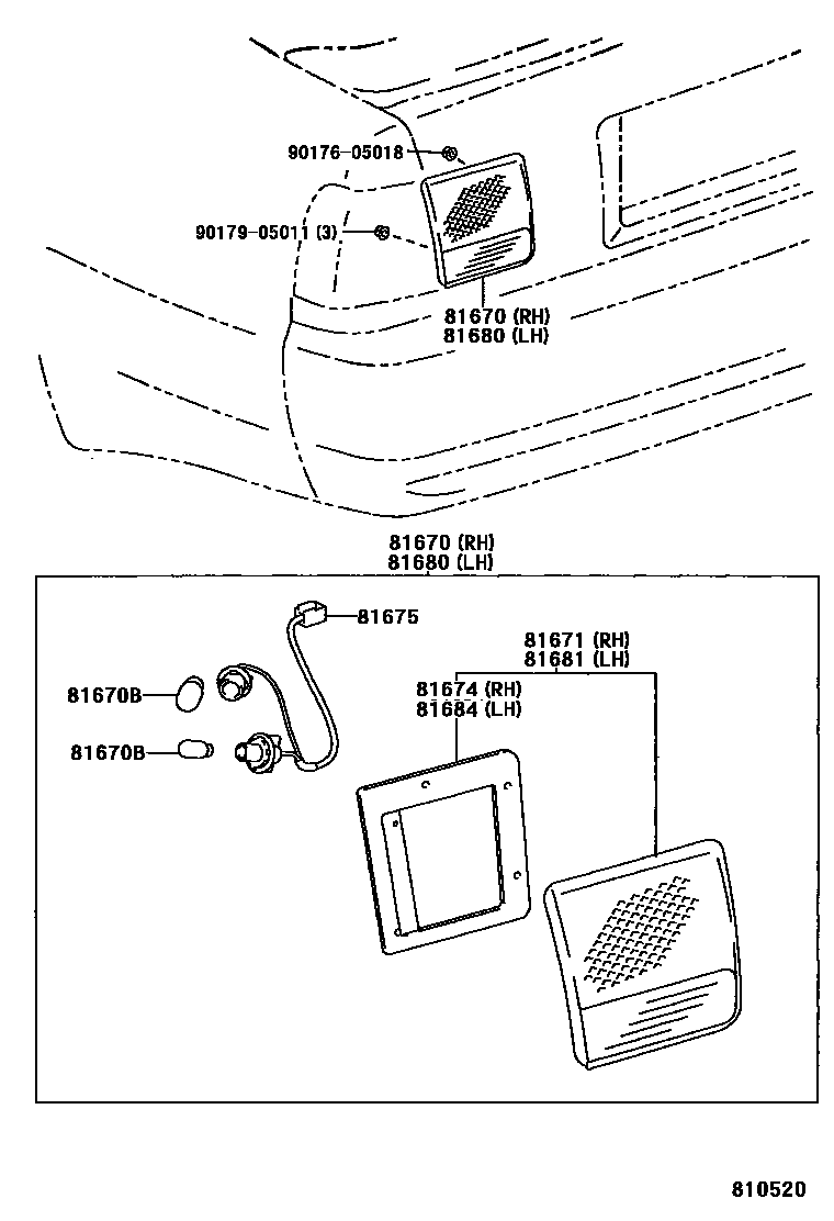 Toyota CAMRY 倒车灯 EPC diagram — 810520