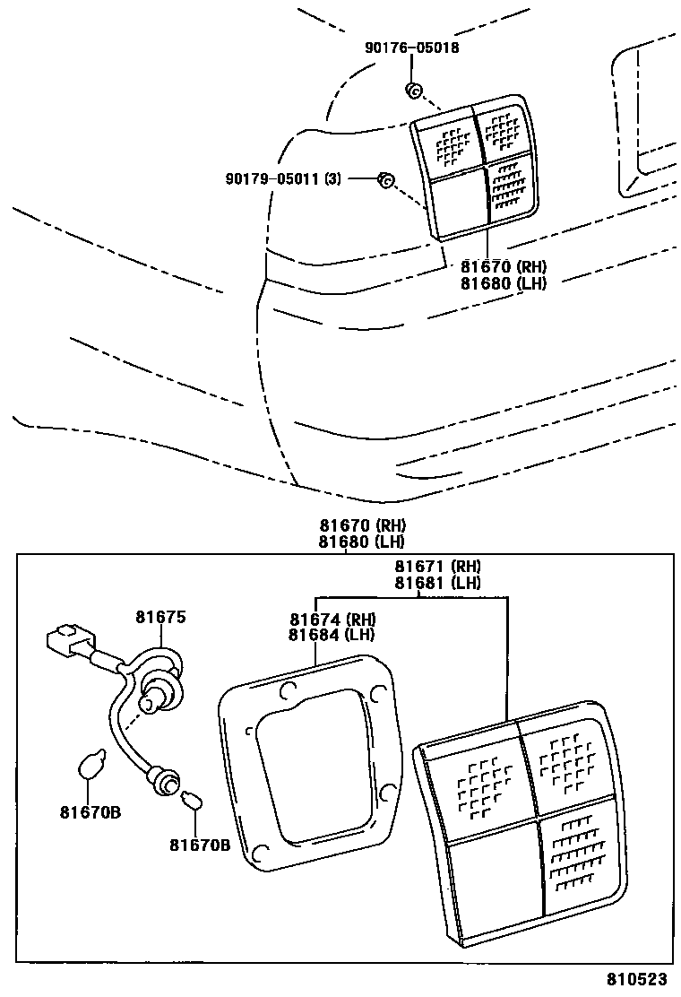Toyota CAMRY 倒车灯 EPC diagram — 810523