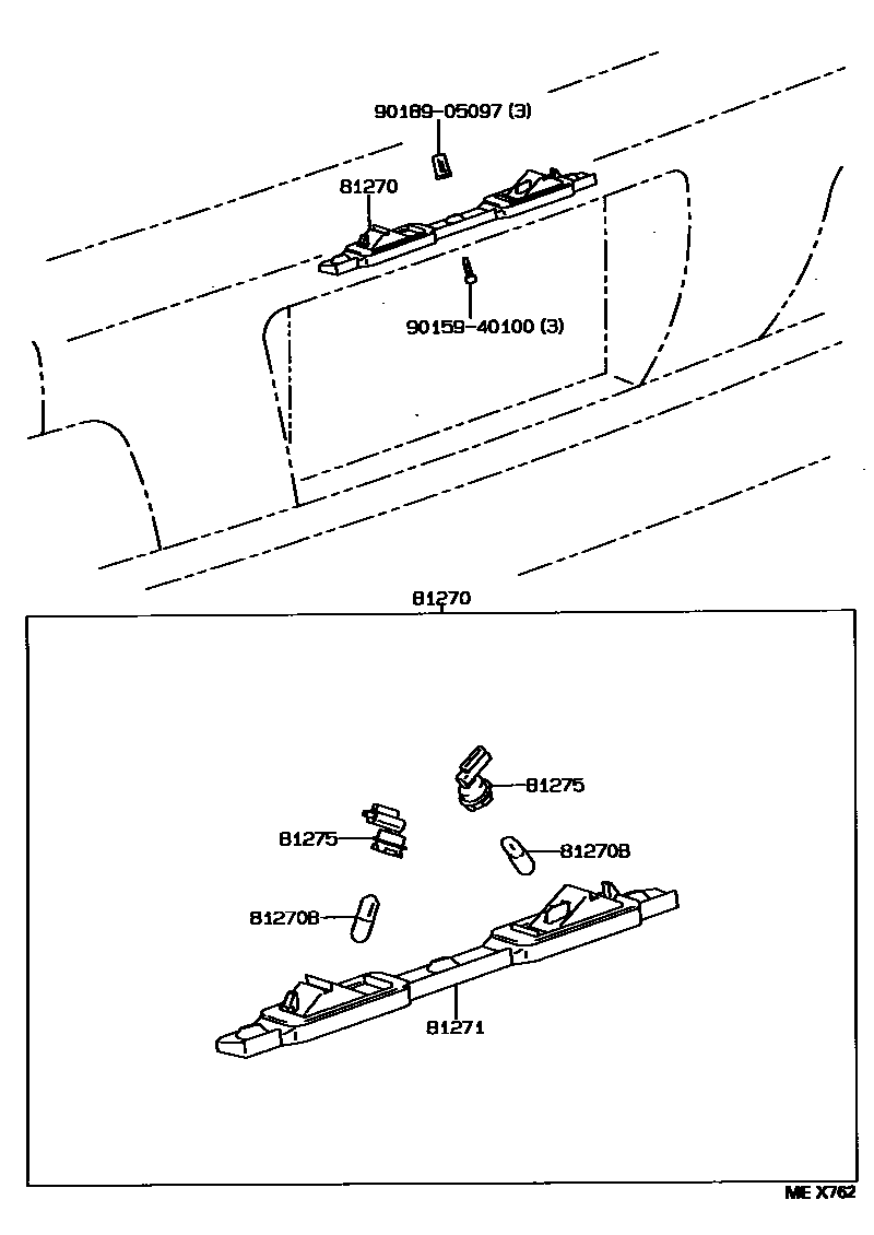 Toyota CAMRY 后牌照灯 EPC diagram — MEX762