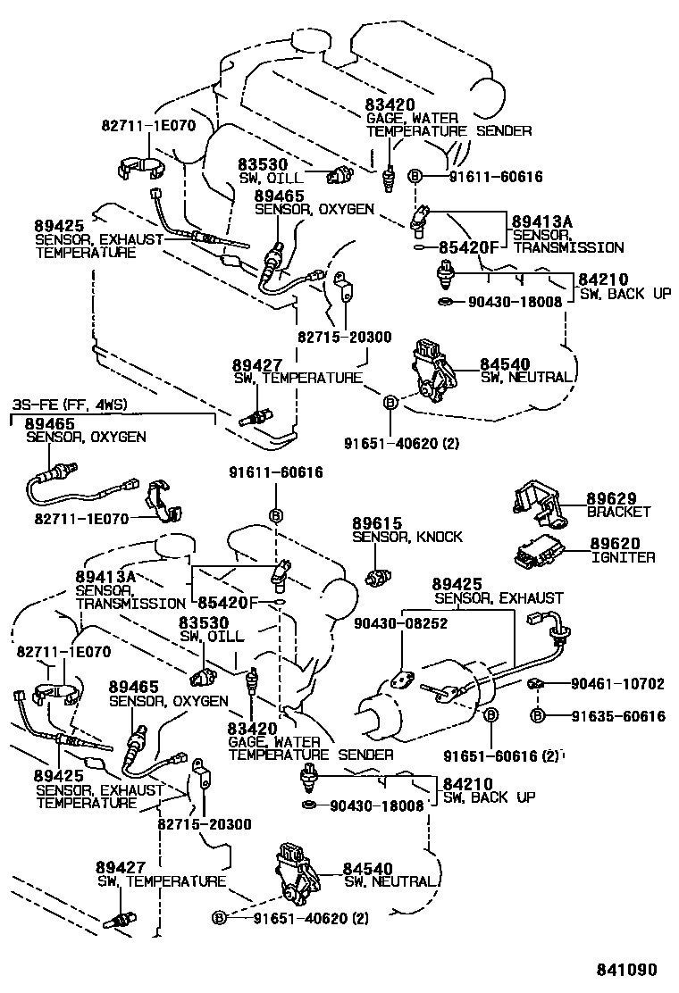 Toyota CAMRY 开关和继电器和ECU EPC diagram — 841090