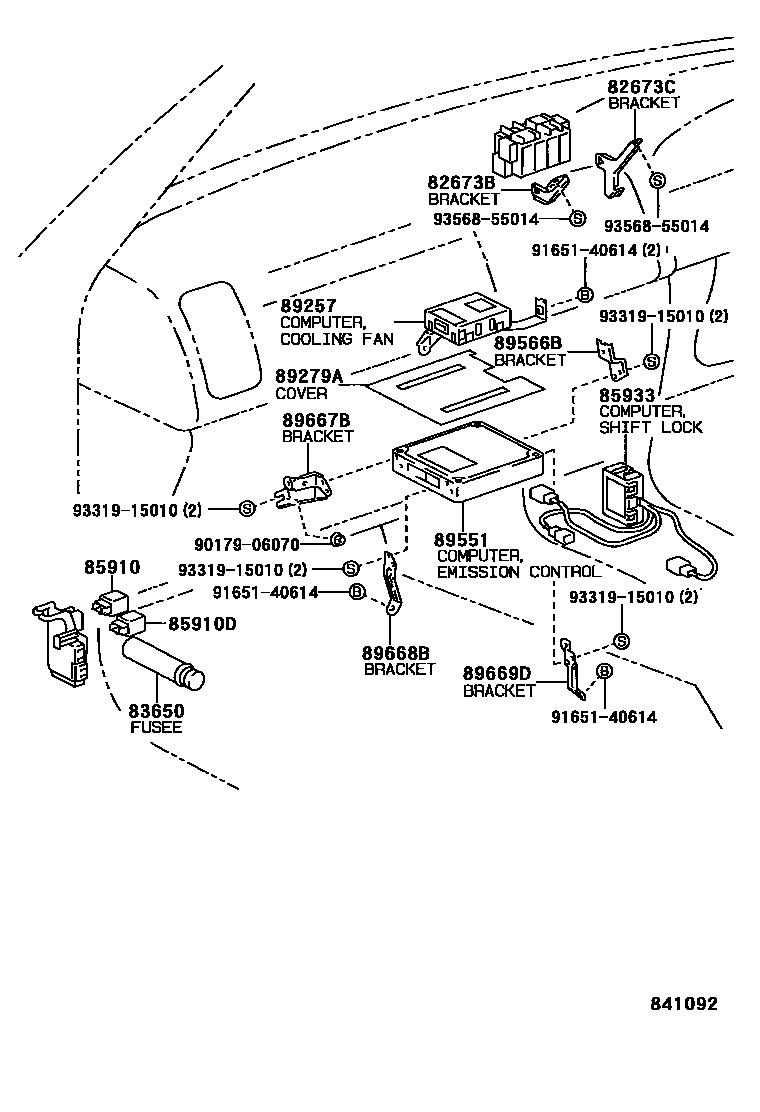 Toyota CAMRY 开关和继电器和ECU EPC diagram — 841092