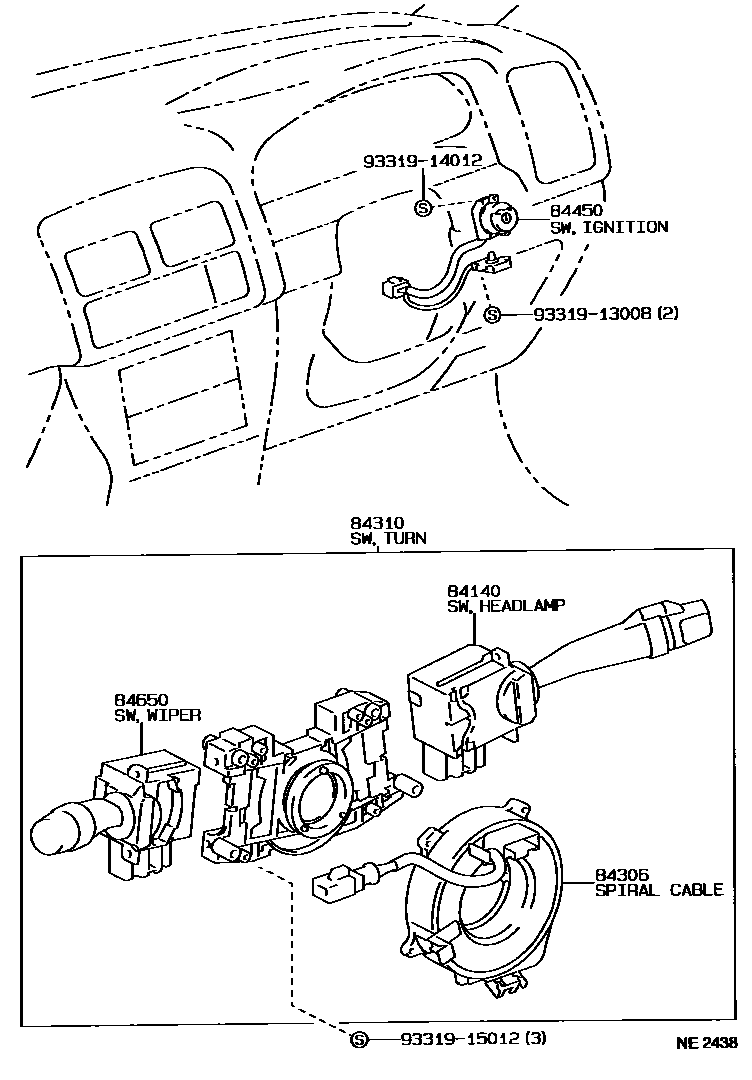 Toyota CAMRY 开关和继电器和ECU EPC diagram — NE2438