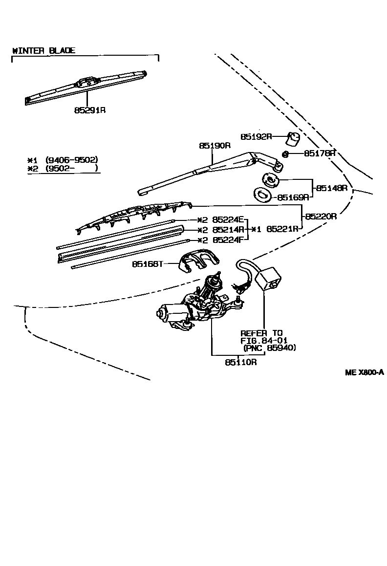 Toyota CAMRY 后刮水器 EPC diagram — MEX800A