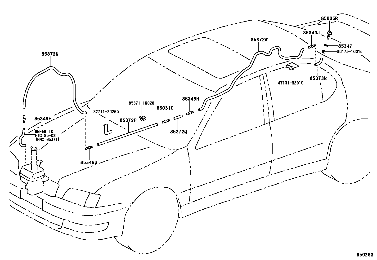 Toyota CAMRY 后清洗器 EPC diagram — 850263