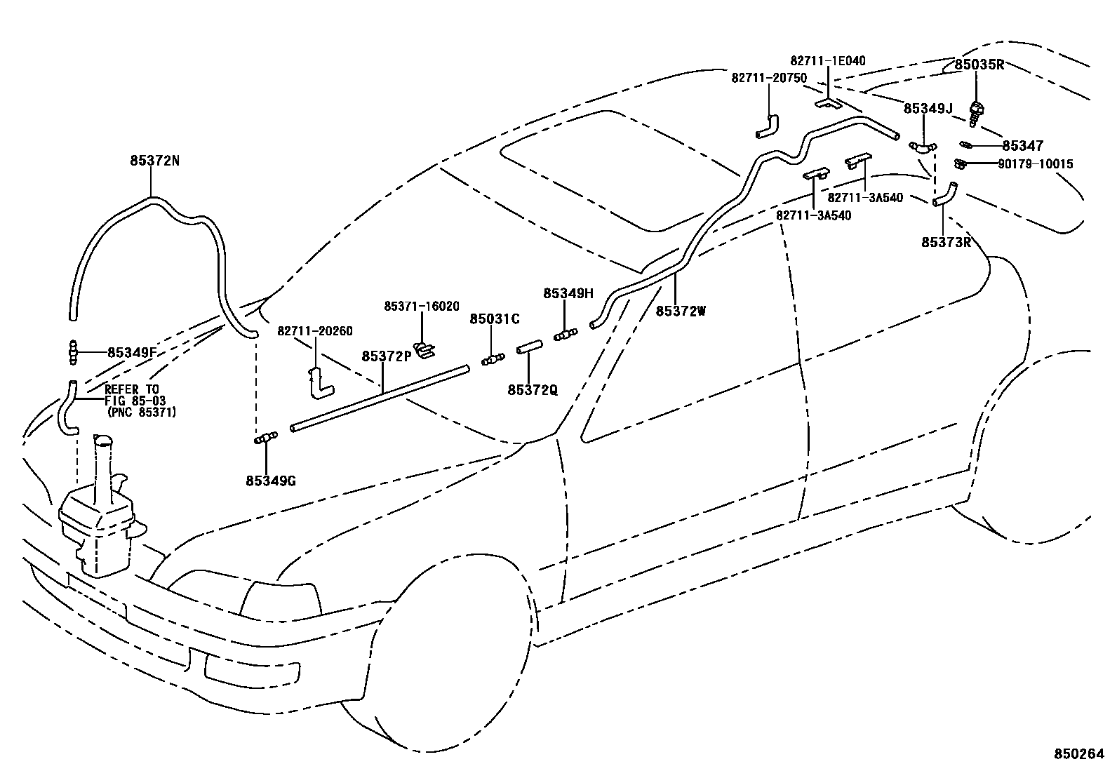 Toyota CAMRY 后清洗器 EPC diagram — 850264