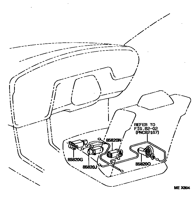 Toyota CAMRY 座椅电机和座椅加热器 EPC diagram — MEX804