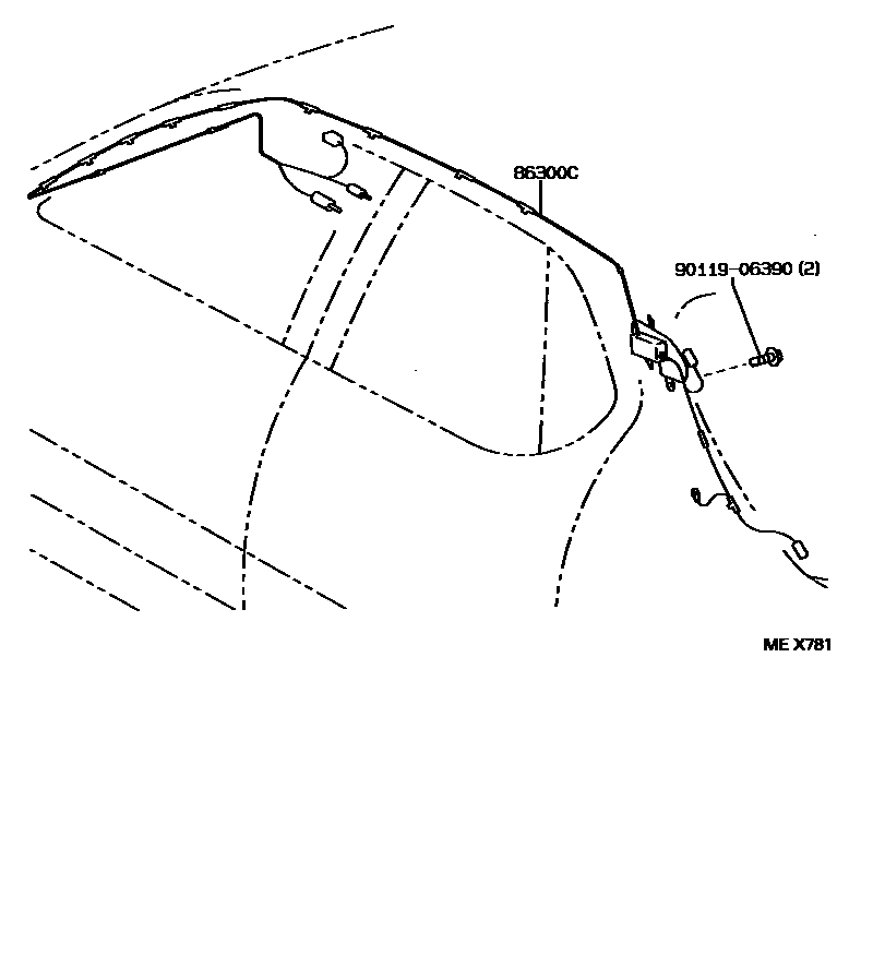 Toyota CAMRY antenna EPC diagram — MEX781