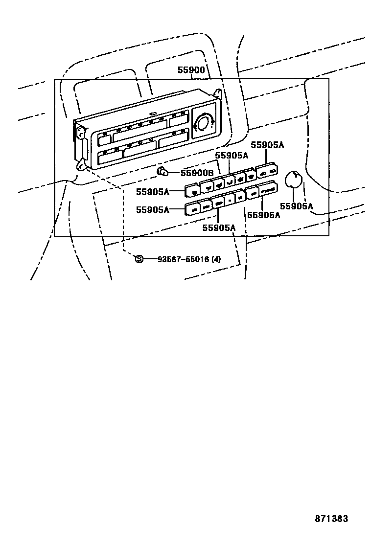 Toyota CAMRY 暖风和空调系统 - 控制器和风管 EPC diagram — 871383