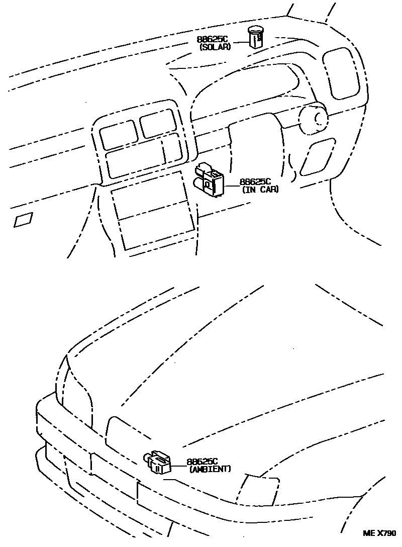 Toyota CAMRY 暖风和空调系统 - 控制器和风管 EPC diagram — MEX790