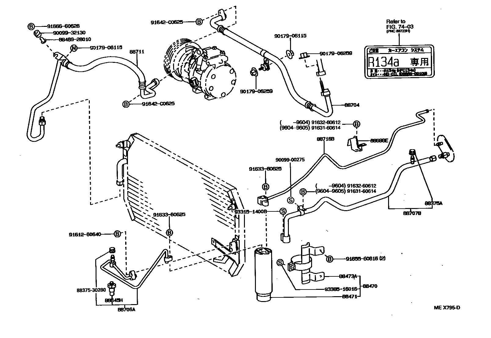 Toyota CAMRY Heating & Air Conditioning - Cooler Piping EPC diagram — MEX795D