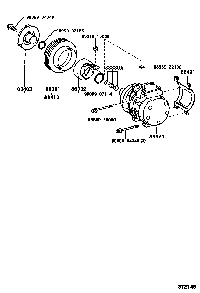 Toyota CAMRY Heating & Air Conditioning - Compressor EPC diagram — 872145