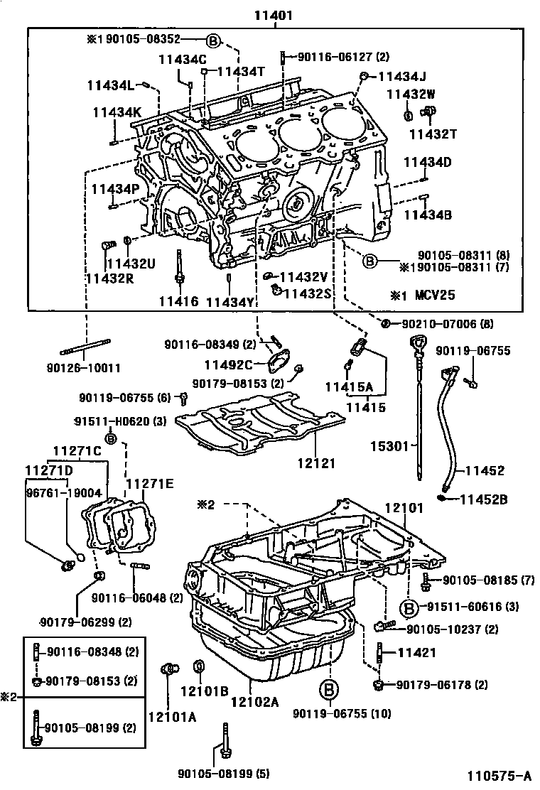 Toyota CAMRY Cylinder Block EPC diagram — 110575A