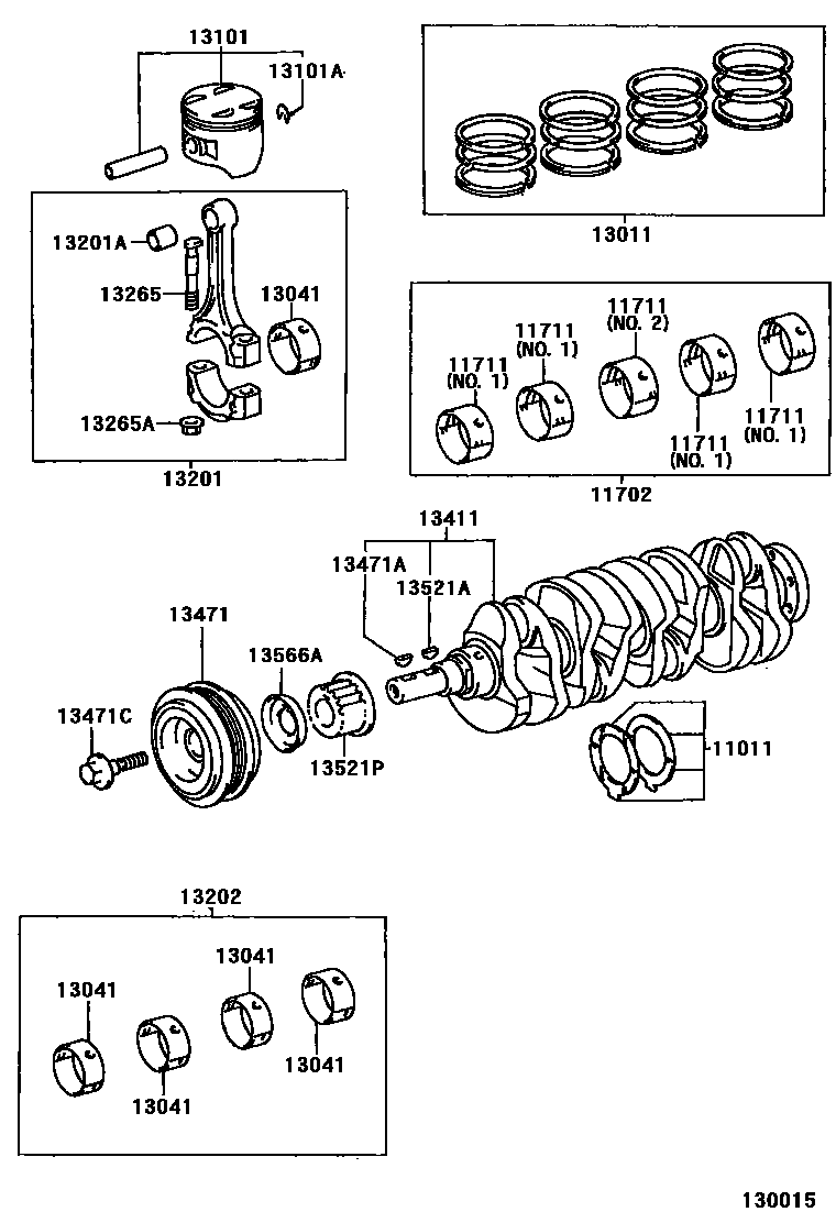 Toyota CAMRY Crankshaft & Piston EPC diagram — 130015