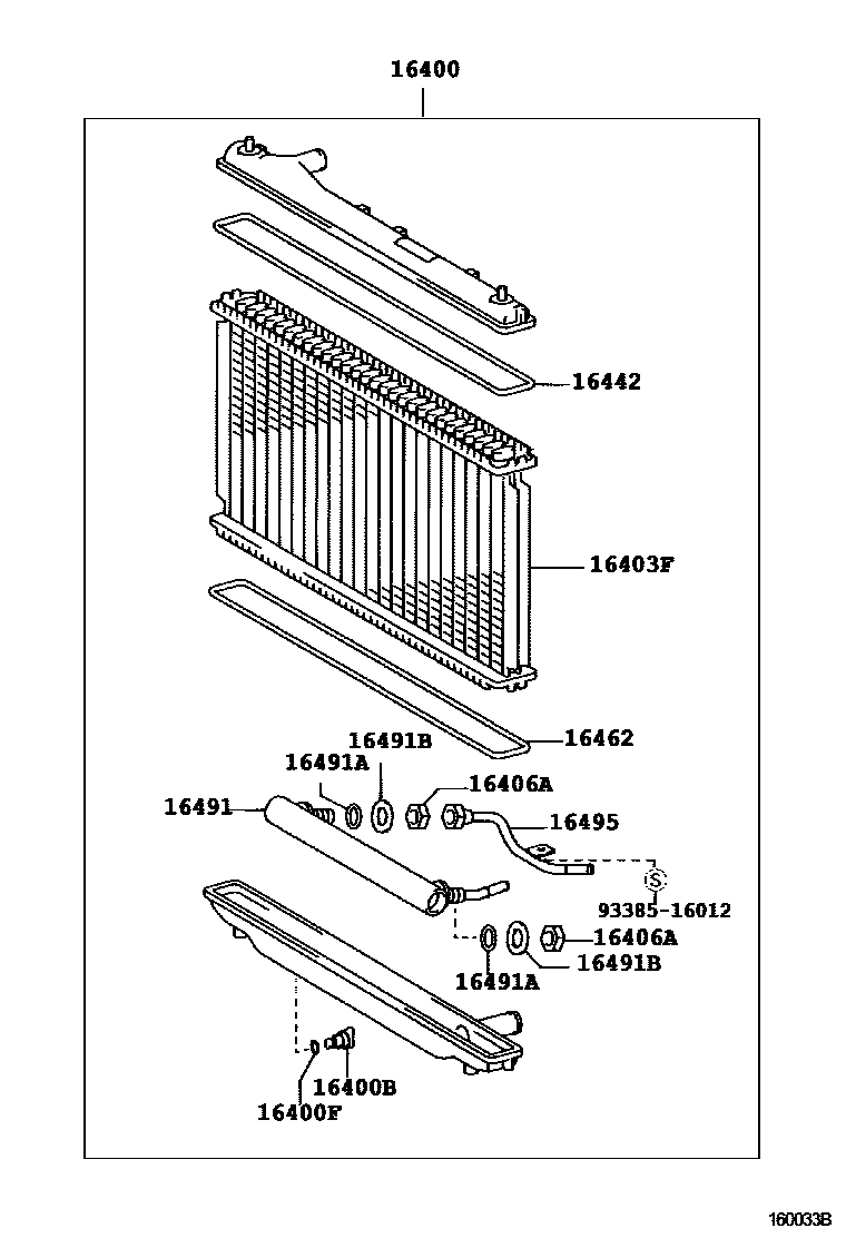 Toyota CAMRY RADIATOR & WATER OUTLET EPC diagram — 160033B