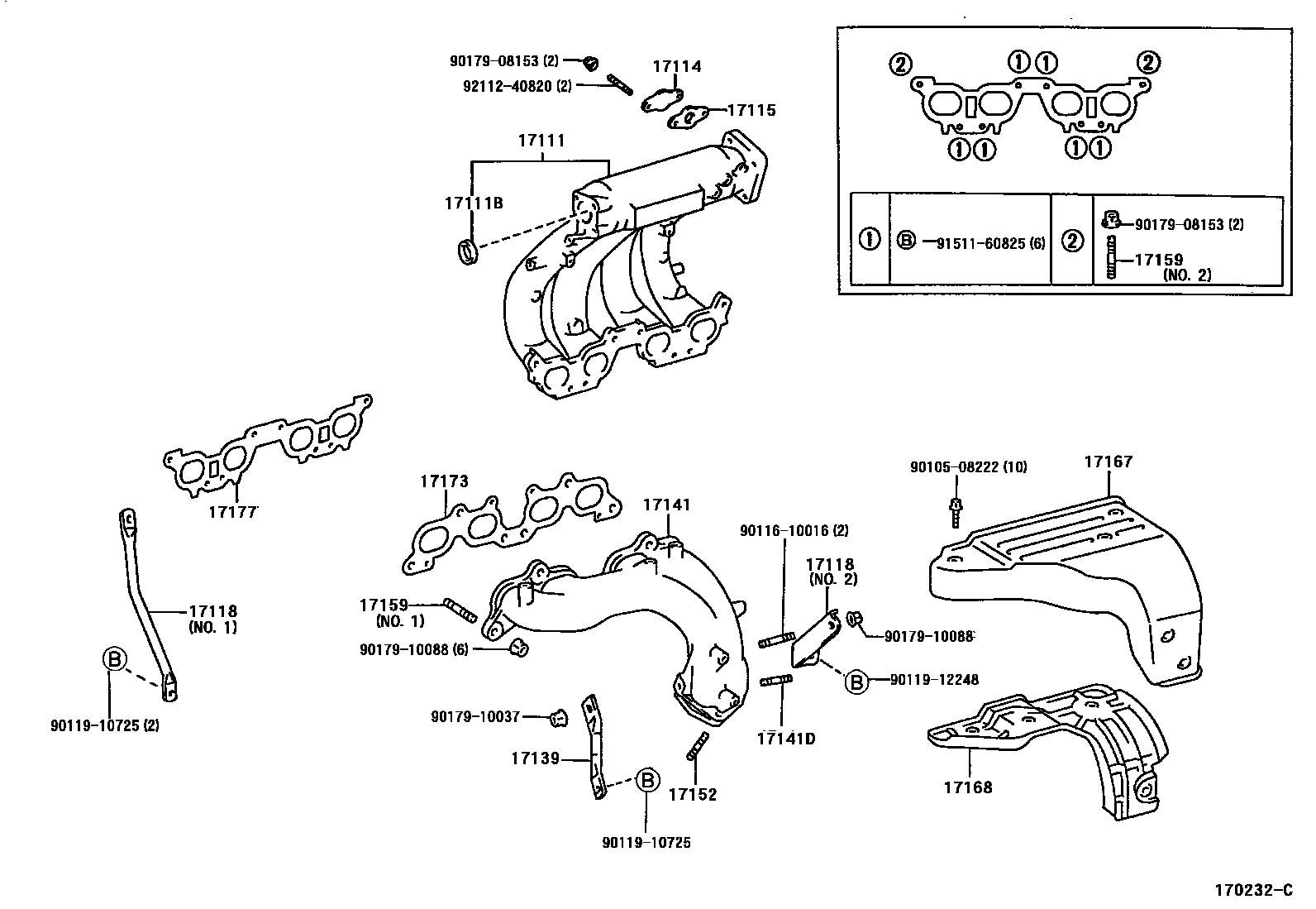 Toyota CAMRY Manifold EPC diagram — 170232C