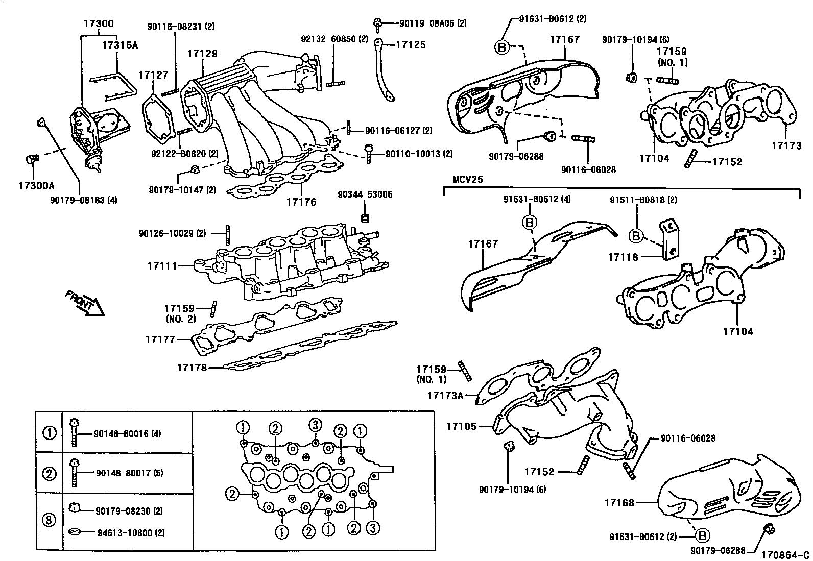 Toyota CAMRY Manifold EPC diagram — 170864C