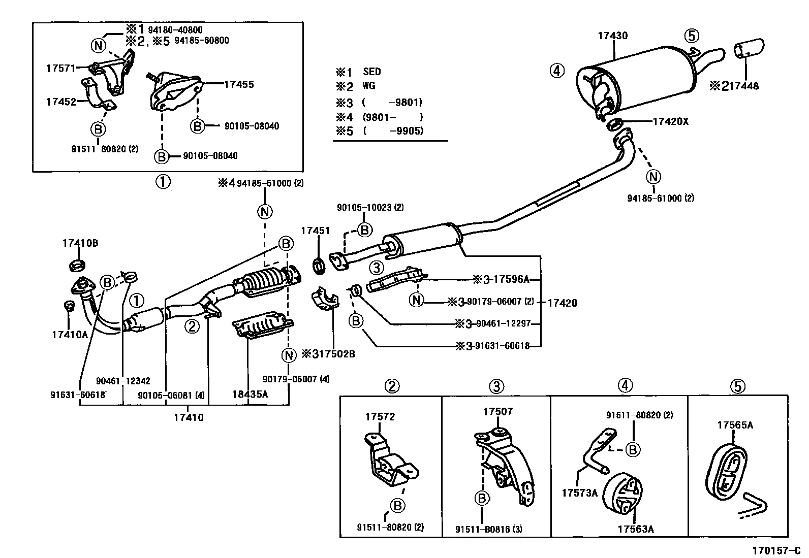 Toyota CAMRY Exhaust Pipe EPC diagram — 170157C