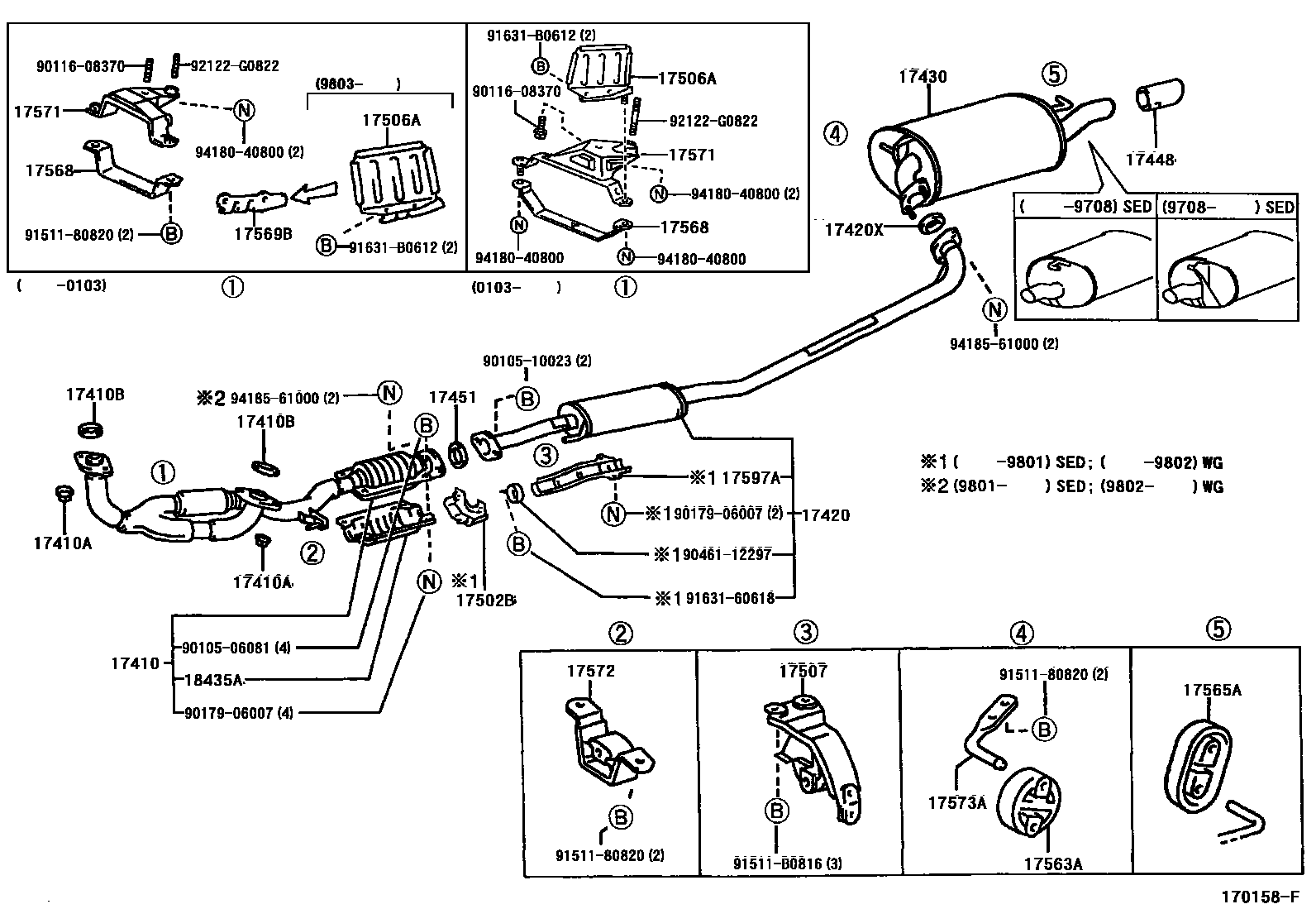 Toyota CAMRY Exhaust Pipe EPC diagram — 170158F