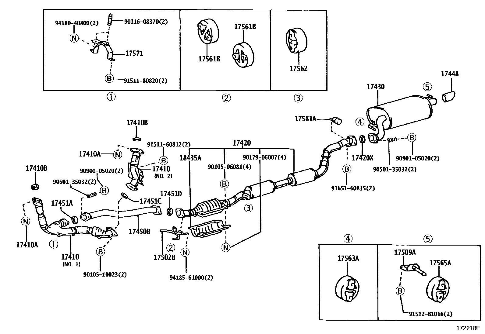 Toyota CAMRY Exhaust Pipe EPC diagram — 172218E