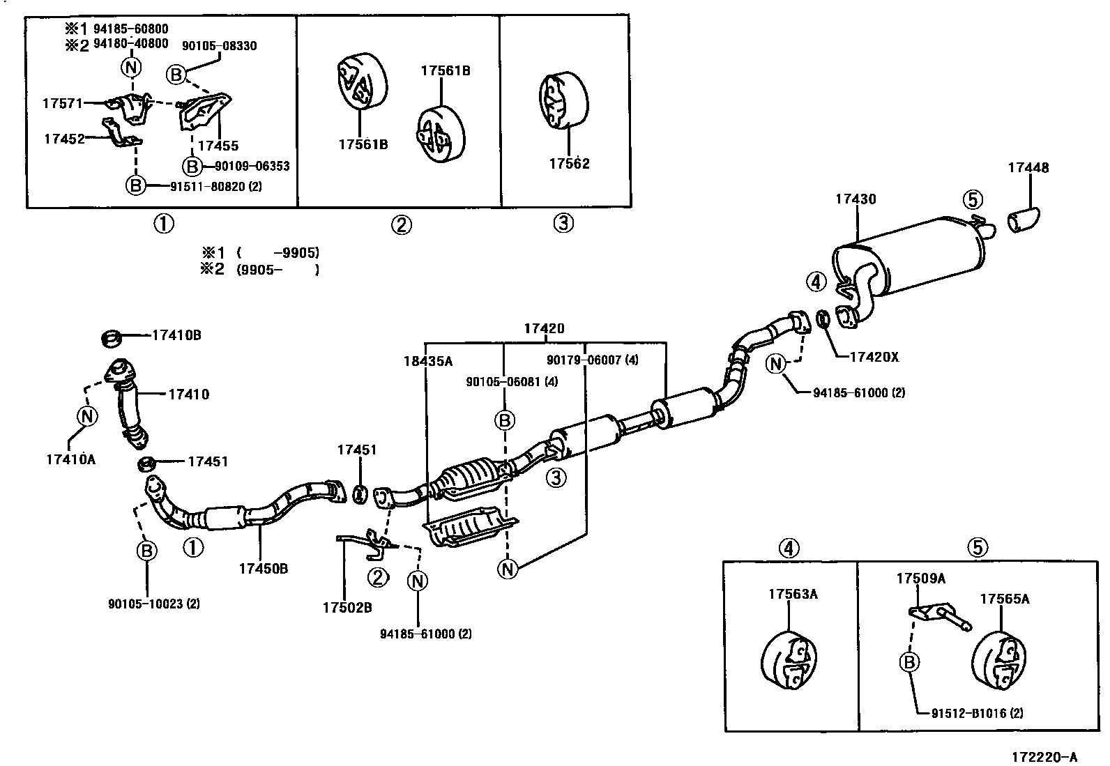 Toyota CAMRY Exhaust Pipe EPC diagram — 172220A