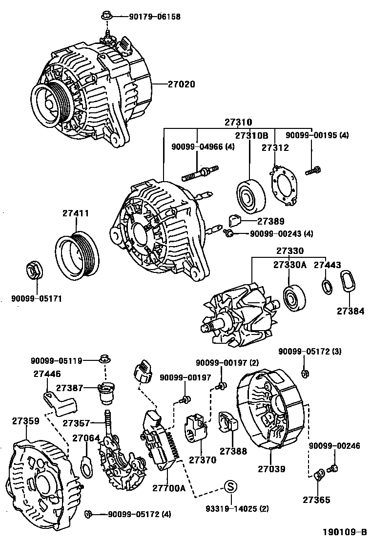 Toyota CAMRY Alternator EPC diagram — 190109B