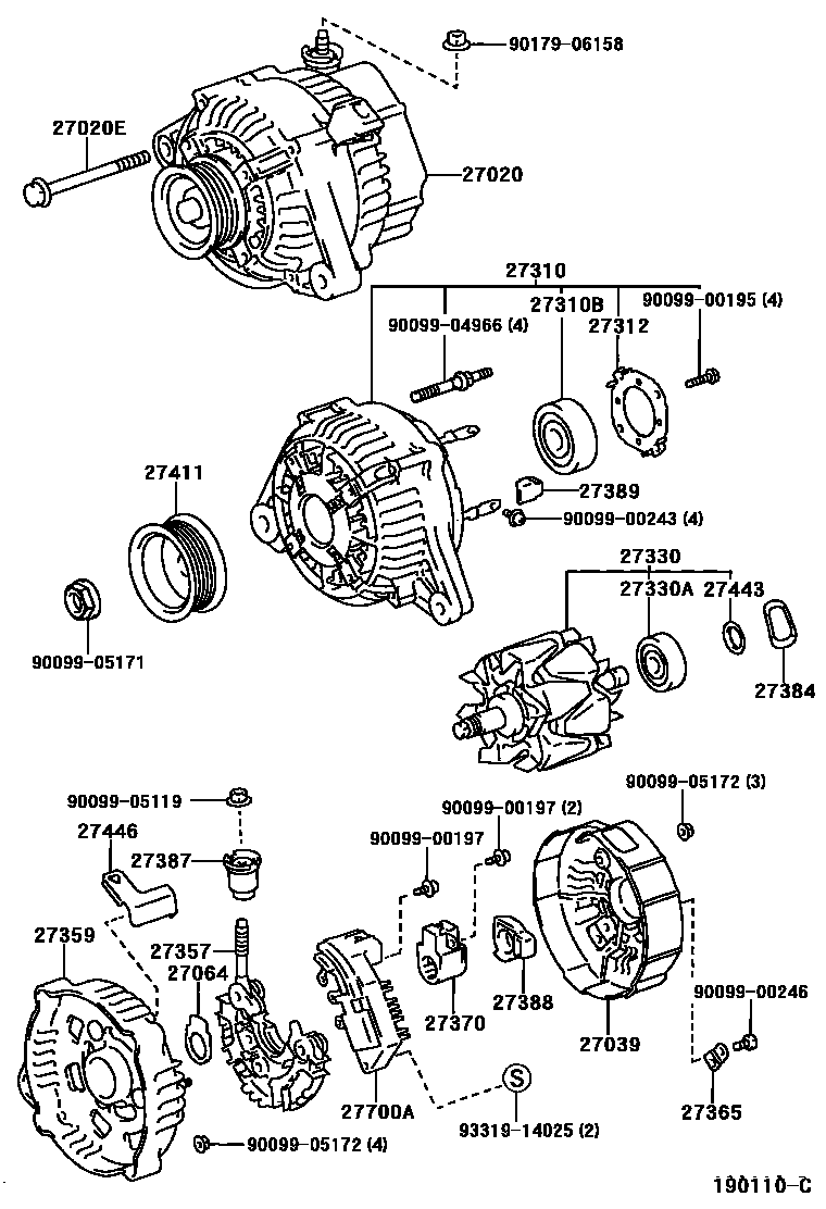 Toyota CAMRY Alternator EPC diagram — 190110C