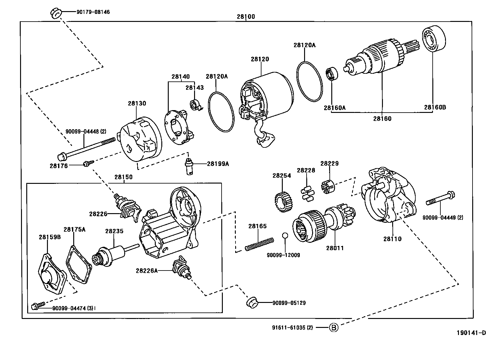 Toyota CAMRY 起动机 EPC diagram — 190141D