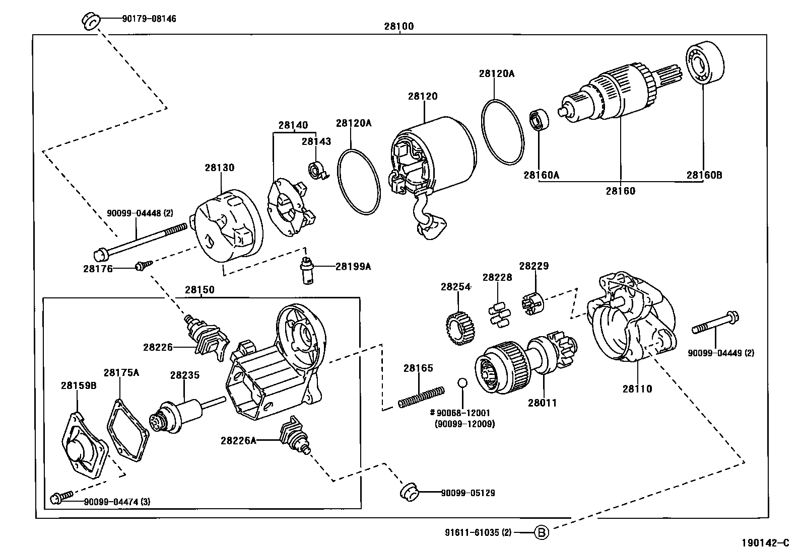 Toyota CAMRY 起动机 EPC diagram — 190142C