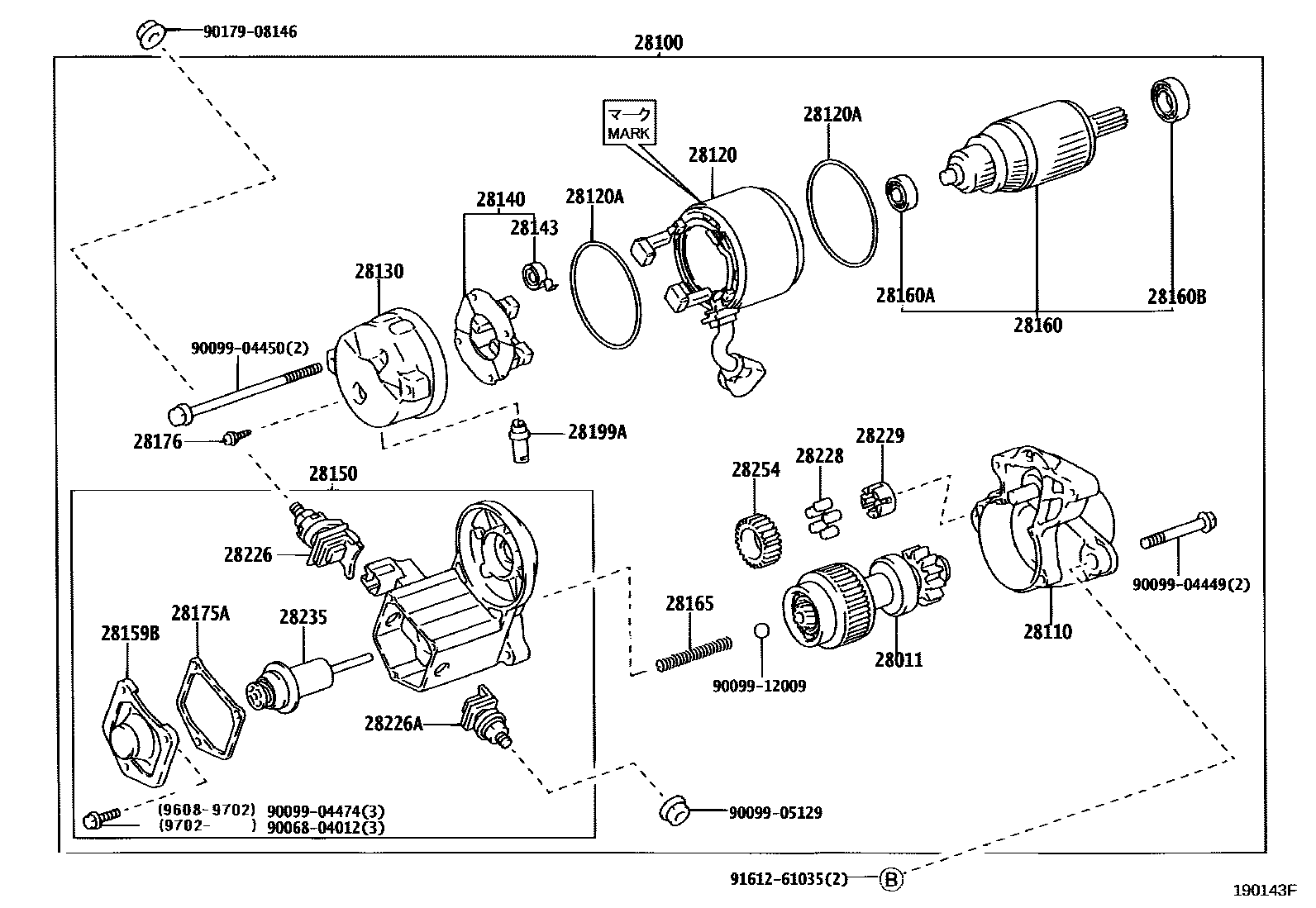 Toyota CAMRY 起动机 EPC diagram — 190143F