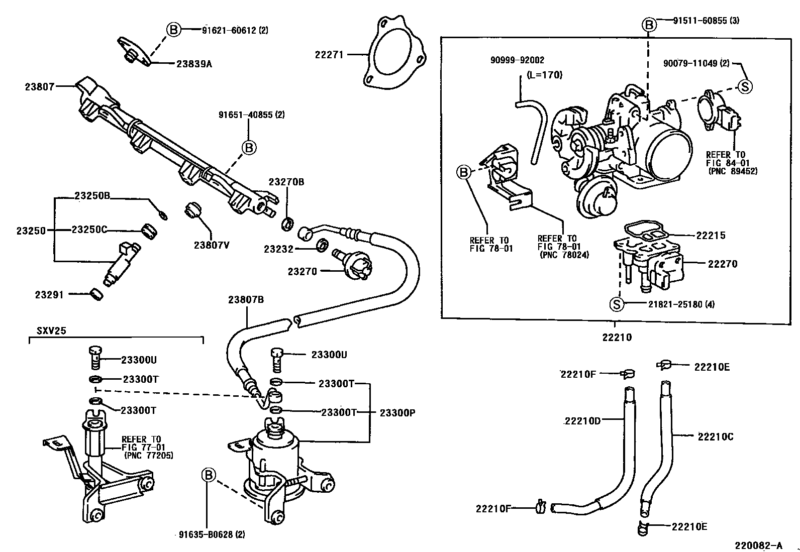 Toyota CAMRY 燃油喷射系统 EPC diagram — 220082A