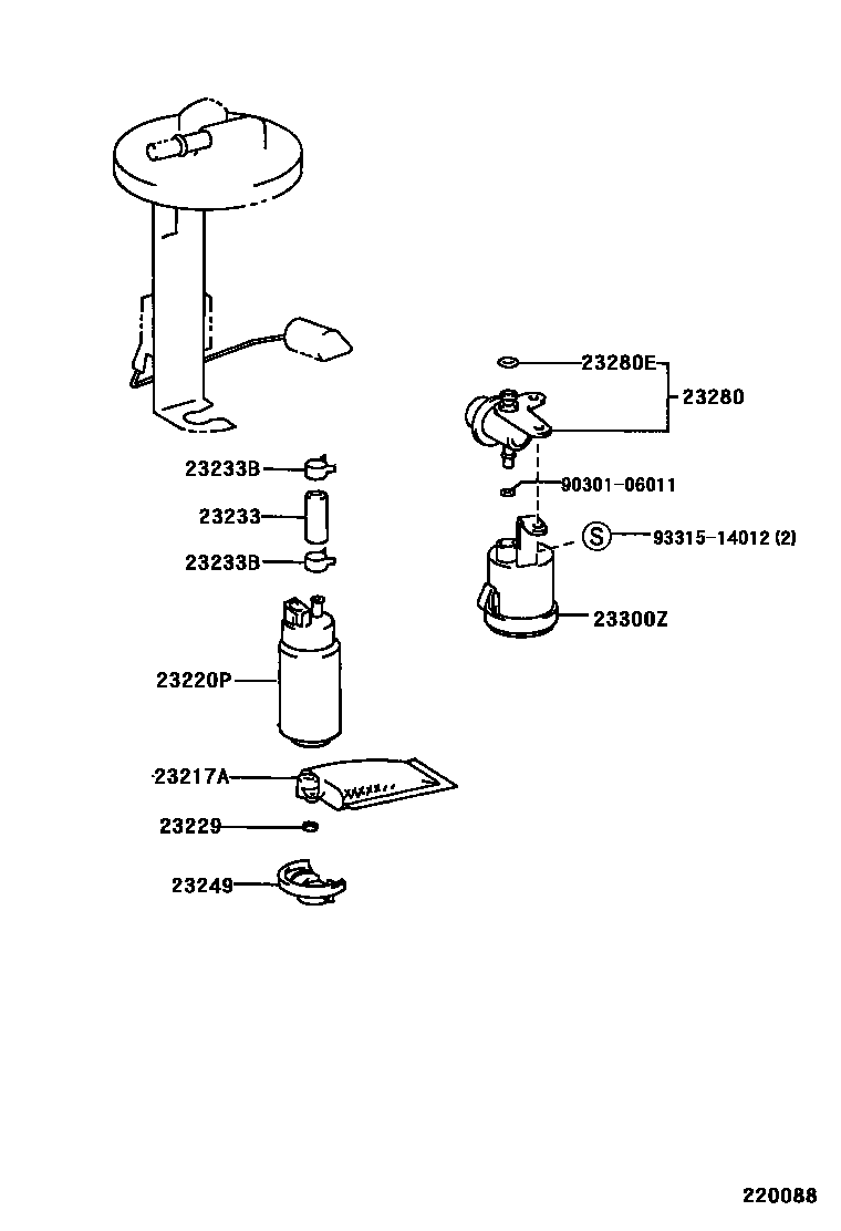 Toyota CAMRY 燃油喷射系统 EPC diagram — 220088
