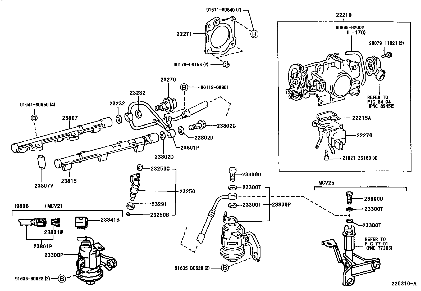Toyota CAMRY 燃油喷射系统 EPC diagram — 220310A