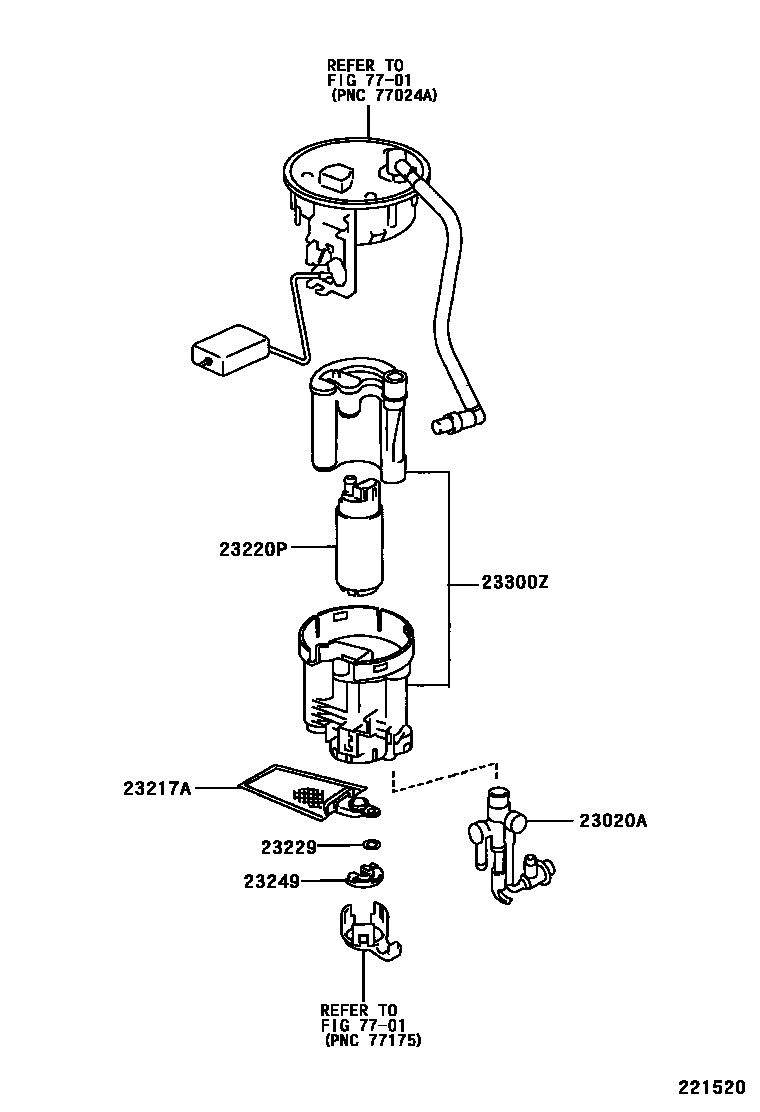 Toyota CAMRY 燃油喷射系统 EPC diagram — 221520