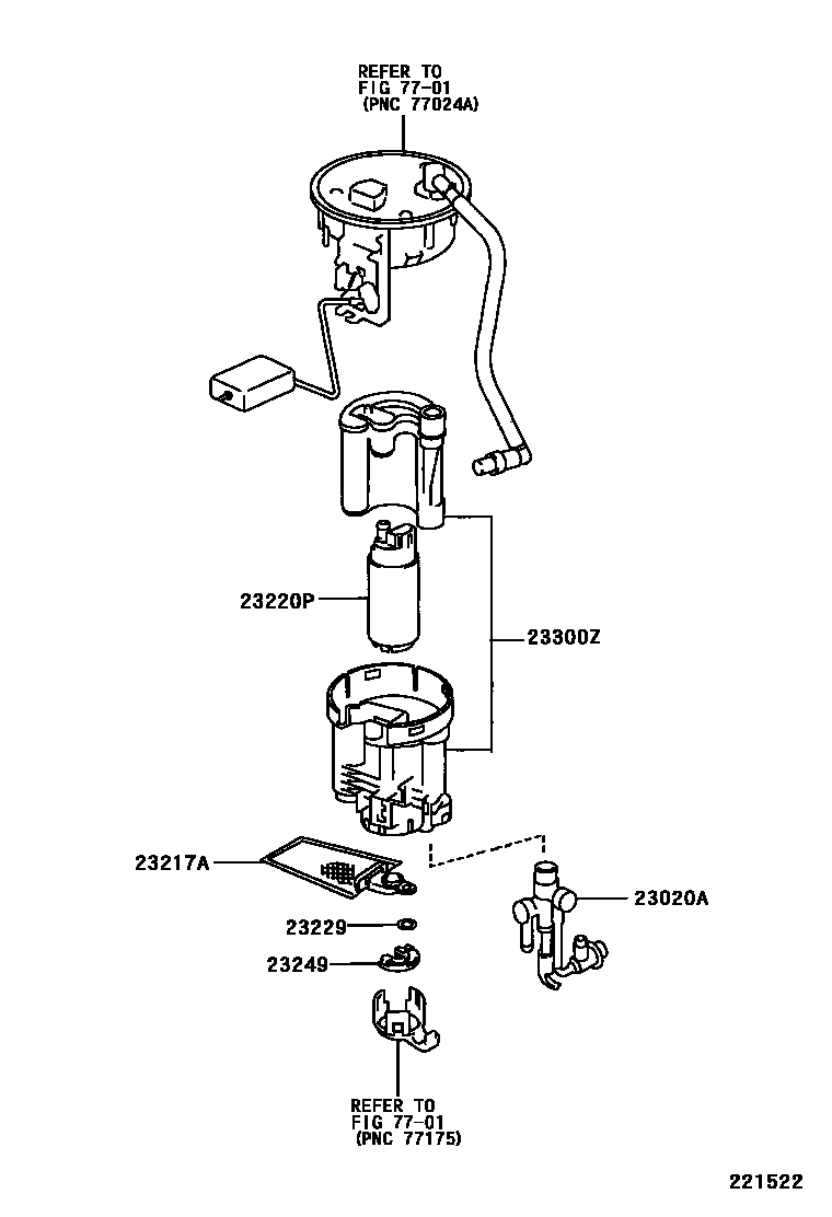 Toyota CAMRY 燃油喷射系统 EPC diagram — 221522