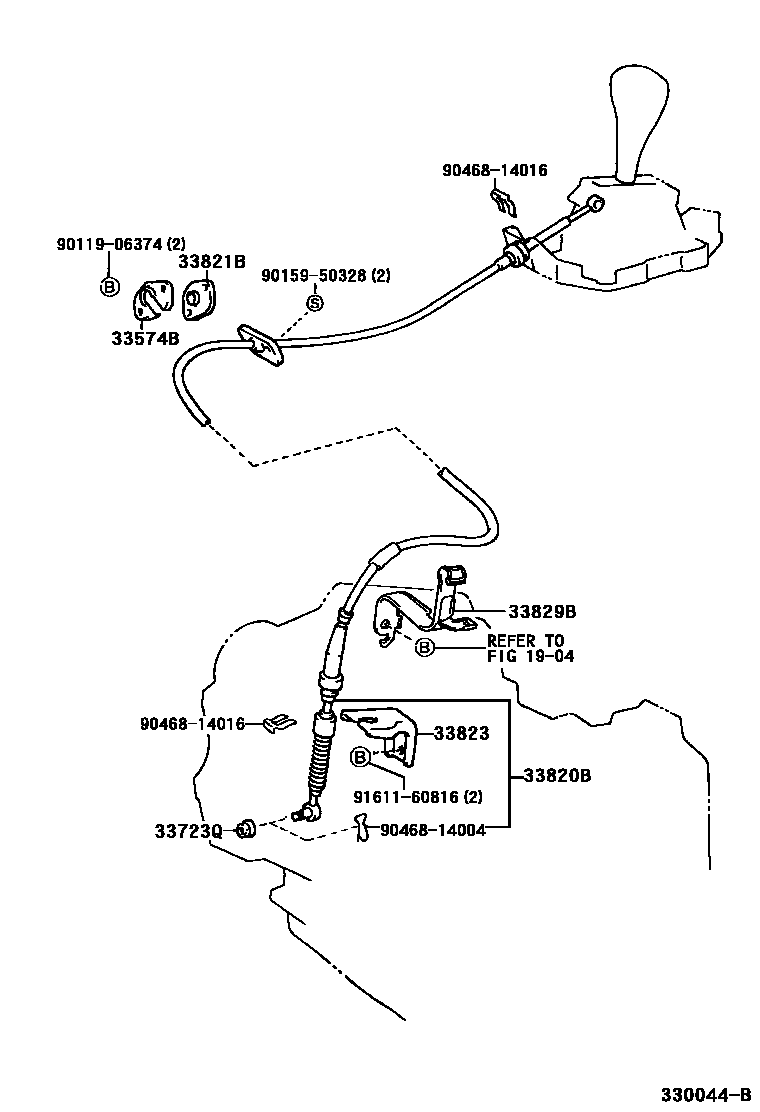 Toyota CAMRY Shift Lever & Retainer EPC diagram — 330044B