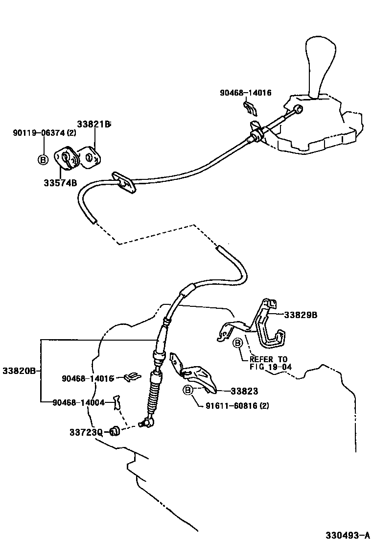 Toyota CAMRY Shift Lever & Retainer EPC diagram — 330493A