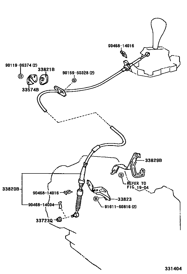 Toyota CAMRY Shift Lever & Retainer EPC diagram — 331404