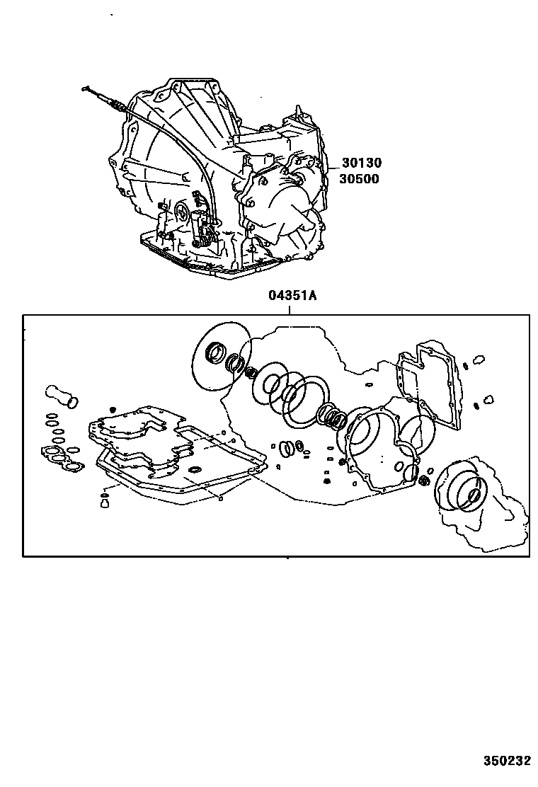 Toyota CAMRY 传动桥或变速器总成和衬垫组件(ATM) EPC diagram — 350232