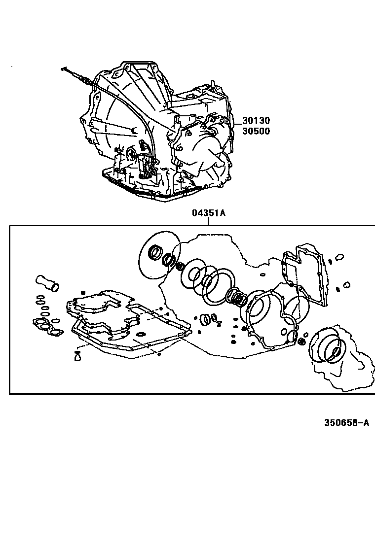 Toyota CAMRY 传动桥或变速器总成和衬垫组件(ATM) EPC diagram — 350658A