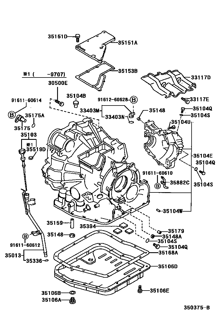 Toyota CAMRY 变速器壳和油底壳(ATM) EPC diagram — 350375B